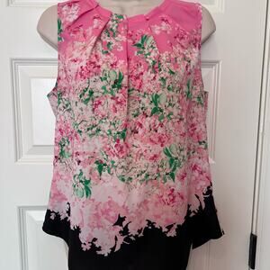 New York & Company Pink Floral Sleeveless Top, Size M